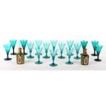 Property of a deceased estate - a set of ten 19th century pale green drinking glasses with fluted
