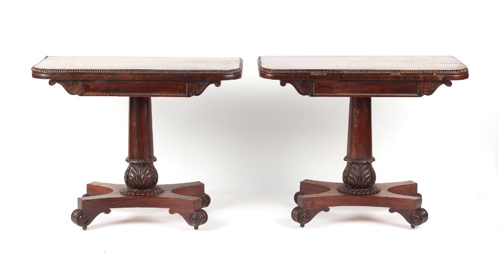 Property of a lady - a pair of late Regency period mahogany card or games tables, circa 1825, each