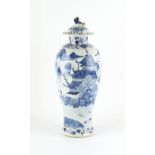 Property of a deceased estate - a late 19th century Chinese blue & white baluster vase & cover,