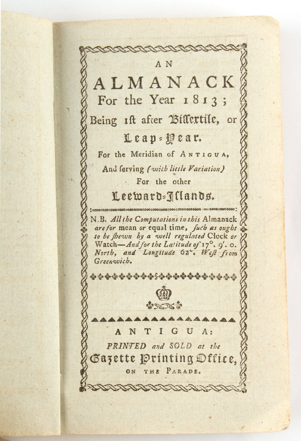 From the Butler-Stoney family - 'An Almanack for The Year 1813; Being 1st after Bissertile, or