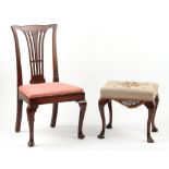 Property of a lady - an 18th century walnut side chair with cabriole front legs; together with a