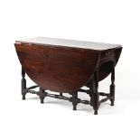 Property of a gentleman - an oak oval topped gate-leg table, the base late 17th / early 18th