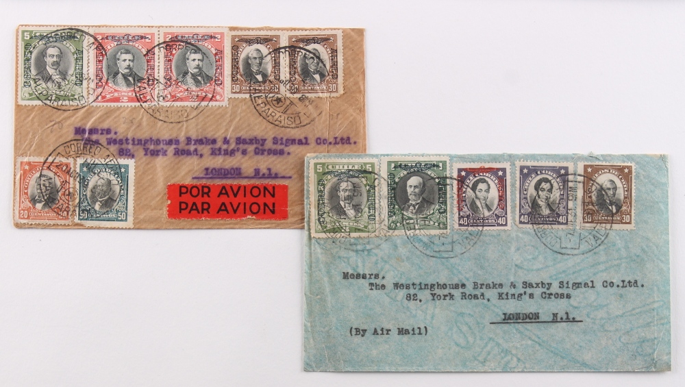 The Basil Lewis (1927-2019) collection of stamps - Chile: 1930-36 airmail covers (11) all with