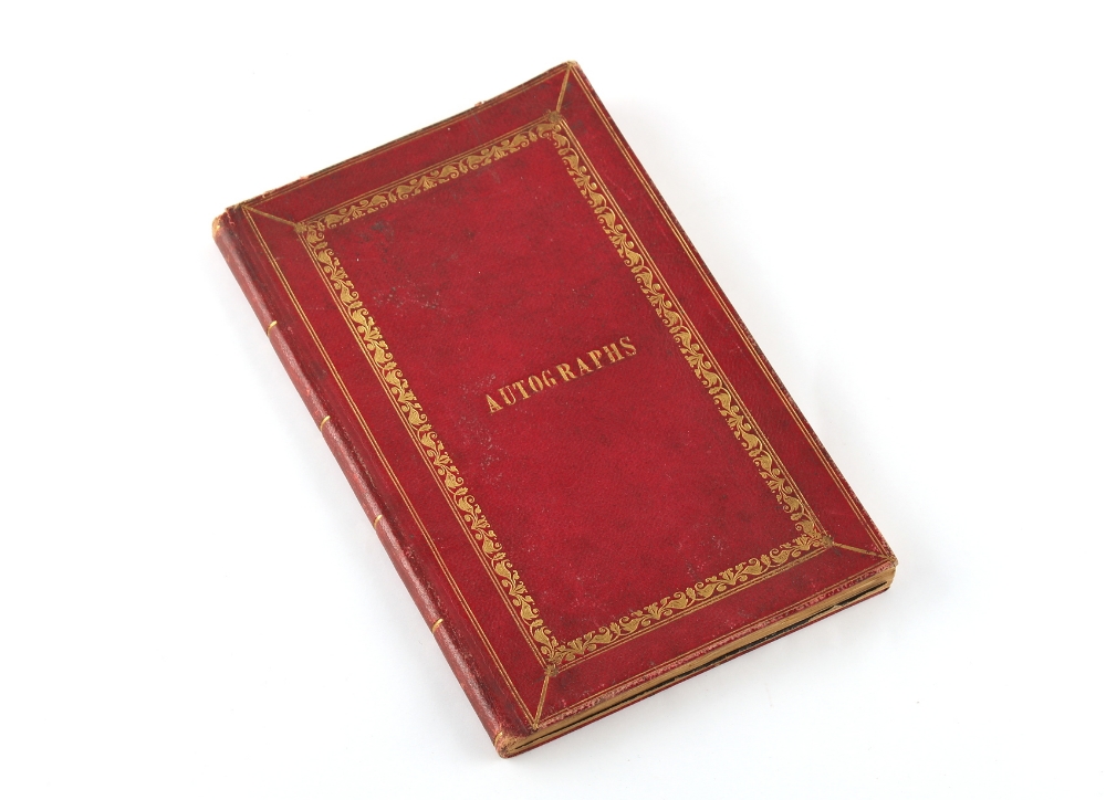 Property of a deceased estate - a 19th century gilt decorated red morocco bound Autographs book, the