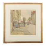 Property of a lady - Irene (?) Watkins (20th century) - A DUTCH STREET SCENE - watercolour,