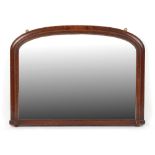 Property of a lady - a Victorian walnut & parquetry banded arched framed overmantel mirror, 43.