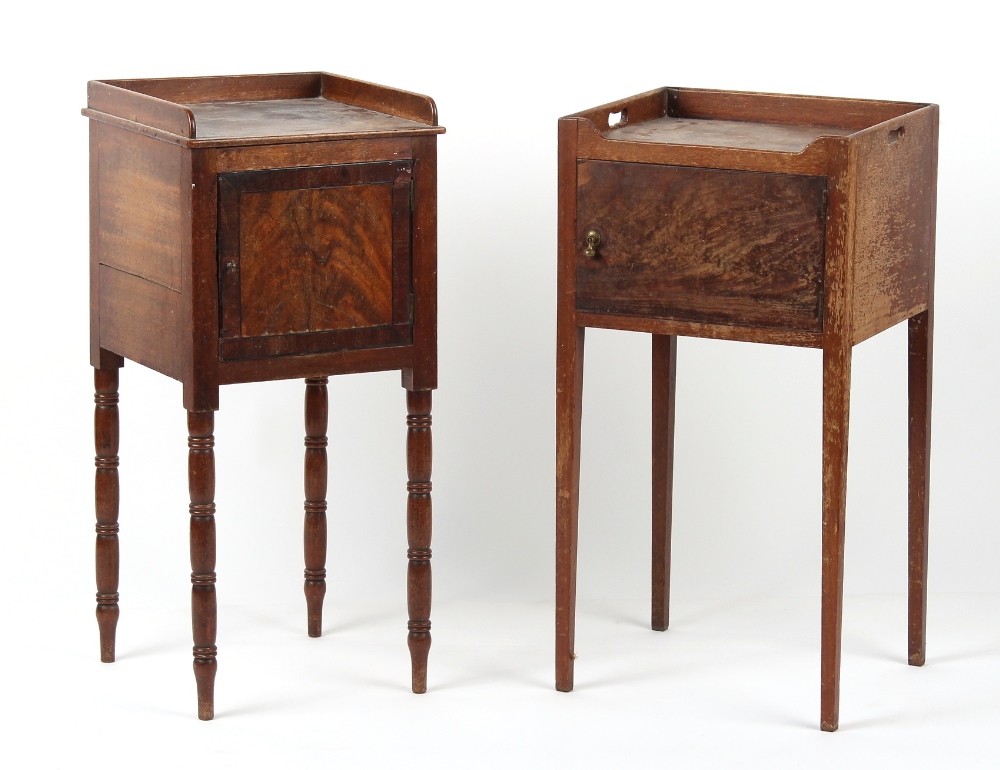 Property of a lady - two early 19th century George III/IV mahogany pot cupboards, the larger 16.