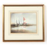 Property of a gentleman - Peter Toms (b.1940) - THREE DINGHIES - watercolour, 8.25 by 10.5ins. (21