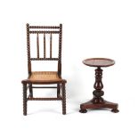 Property of a lady - a late 19th beechwood bobbin framed nursing chair with cane panelled seat;