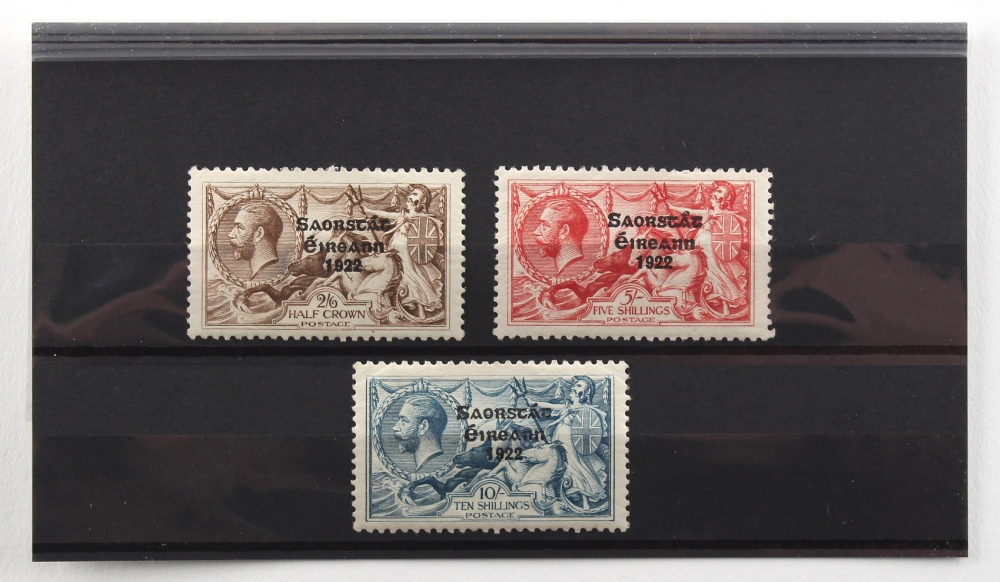 Stamps - Ireland: 1925-28 narrow date 2/6d to 10/- mint, 10/- with a light corner crease otherwise