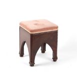 Property of a lady - an early 19th century Regency period mahogany square stool in the Gothic style,