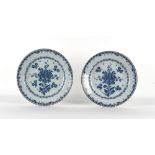 Property of a lady - a pair of delft blue & white large plates, late 18th century, each 13.7ins. (