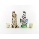 Property of a lady - a Chinese famille rose figure of Guanyin, 9ins. (23cms.) high; together with