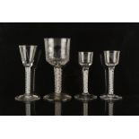 Property of a lady - four opaque twist drinking glasses, all second half 18th century, the tallest