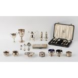 Property of a gentleman - a quantity of assorted small silver items including a cream jug and two
