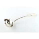 Property of a gentleman - a Victorian silver fiddle & thread pattern soup ladle, with engraved