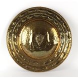 Property of a deceased estate - a Dutch brass alms dish, 18th / 19th century, 18.5ins. (47cms.)