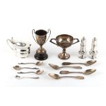Property of a gentleman - a mixed lot of silver including a Georgian mustard pot, total silver