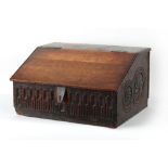 Property of a gentleman - a late 17th / early 18th century carved oak Bible box, 23.25ins. (