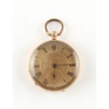 The Henry & Tricia Byrom Collection - a 14ct gold cased open faced pocket watch, with gilt dial, the