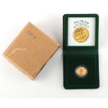 Property of a deceased estate - gold coin - a 1980 gold full sovereign proof coin, in case.