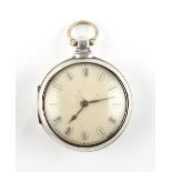 The Henry & Tricia Byrom Collection - a William IV silver pair cased pocket watch, the enamel dial