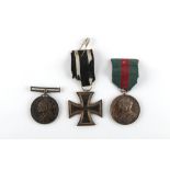 Property of a lady - three military medals comprising a QV Volunteer Force Long Service medal