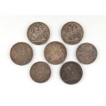 Property of a deceased estate - coins - four Queen Victoria silver crowns, 1887, 1892, 1893 and