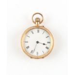 The Henry & Tricia Byrom Collection - a Swiss 18ct gold cased fob watch, with chased decoration,