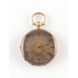 The Henry & Tricia Byrom Collection - a 14ct gold cased fob watch, with chased decoration to back,