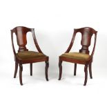 Property of a lady - a pair of mid 19th century French mahogany side chairs, with stylised vase