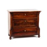 Property of a lady - a late 19th century North European mahogany chest of three long drawers, 38ins.