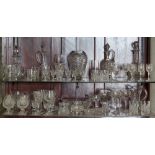 Property of a gentleman - a quantity of assorted glassware, on two shelves, including a Waterford
