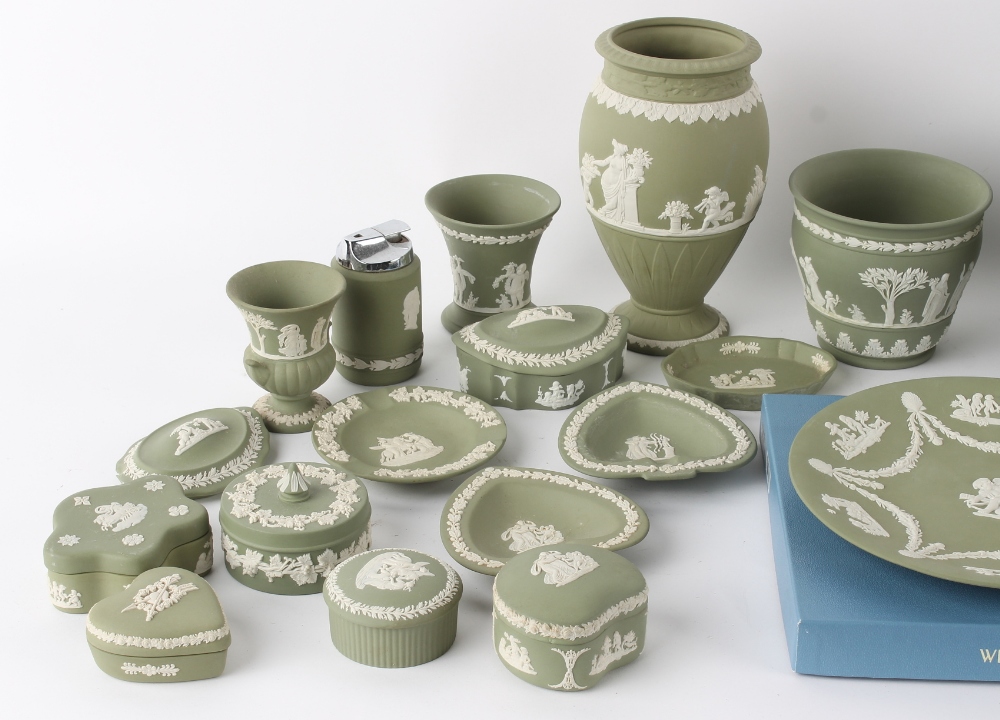 Property of a lady - a large quantity of Wedgwood green jasperware items including a Victorian - Image 3 of 5