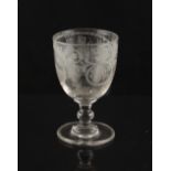 Property of a gentleman - a good quality Victorian engraved glass rummer with oval panel depicting a