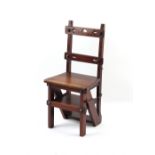 Property of a gentleman - a late Victorian mahogany metamorphic library chair / steps.