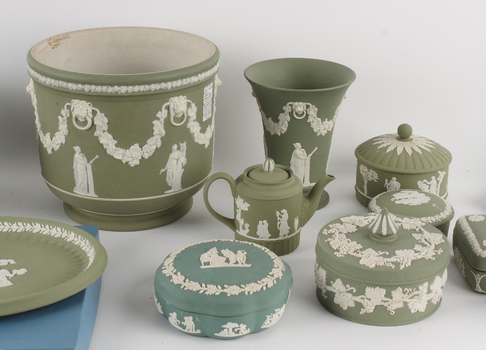 Property of a lady - a large quantity of Wedgwood green jasperware items including a Victorian - Image 5 of 5