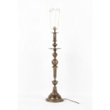 Property of a lady - a large modern baluster table lamp, with shade, 44ins. (112cms.) high (