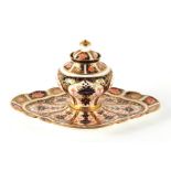 Property of a gentleman - a Royal Crown Derby imari pattern 1126 inkstand or inkwell, with lid &