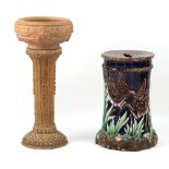 Property of a lady - a late 19th / early 30th century majolica jardiniere stand or pedestal,