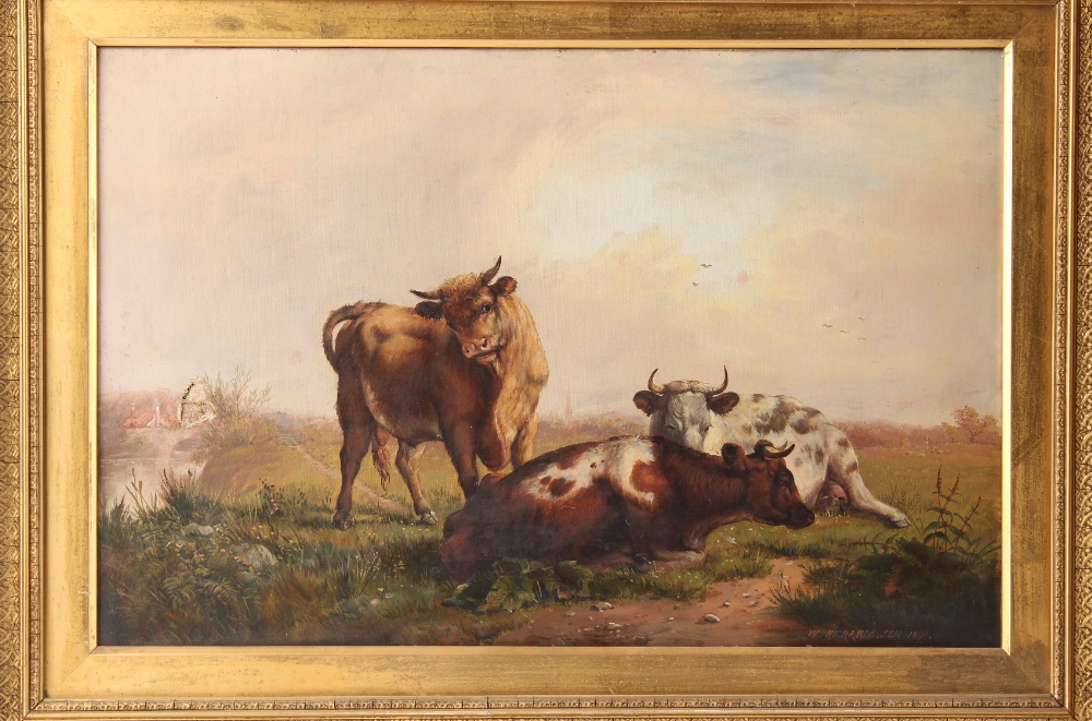 Property of a gentleman - W. Richards Senior (late 19th century) - CATTLE IN LANDSCAPE - a pair, - Image 2 of 3