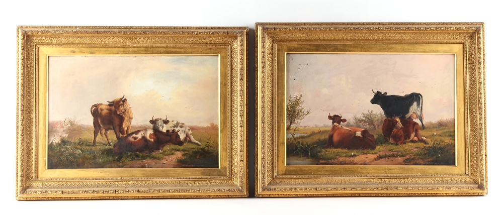 Property of a gentleman - W. Richards Senior (late 19th century) - CATTLE IN LANDSCAPE - a pair,