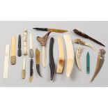 The Henry & Tricia Byrom Collection - a collection of paper knives including Inuit carved bone, horn