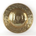 Property of a deceased estate - a Dutch brass alms dish, 18th / 19th century, 18.5ins. (47cms.)