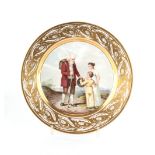 Property of a gentleman - an early 19th century porcelain cabinet plate painted with a traveller and