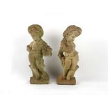 Property of a deceased estate - a pair of concrete garden figures, each approximately 26.75ins. (