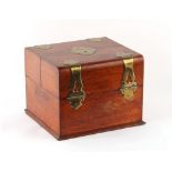 Property of a lady - a late Victorian oak drinks box, the double hinged top enclosing a fitted
