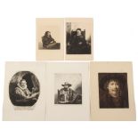 Property of a lady - after Rembrandt van Rijn - a group of five unframed etchings including two late