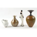 Property of a gentleman - four modern studio pottery items, the tallest 12.8ins. (32.5cms.) high (