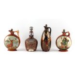 Property of a lady - two Royal Doulton Dewar's Whisky moon flasks, one depicting Britannia (